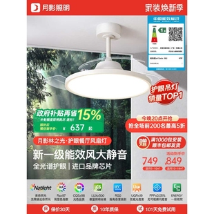月影林之光全光谱护眼现代简约隐形卧室餐厅风扇灯一体电风吊扇灯
