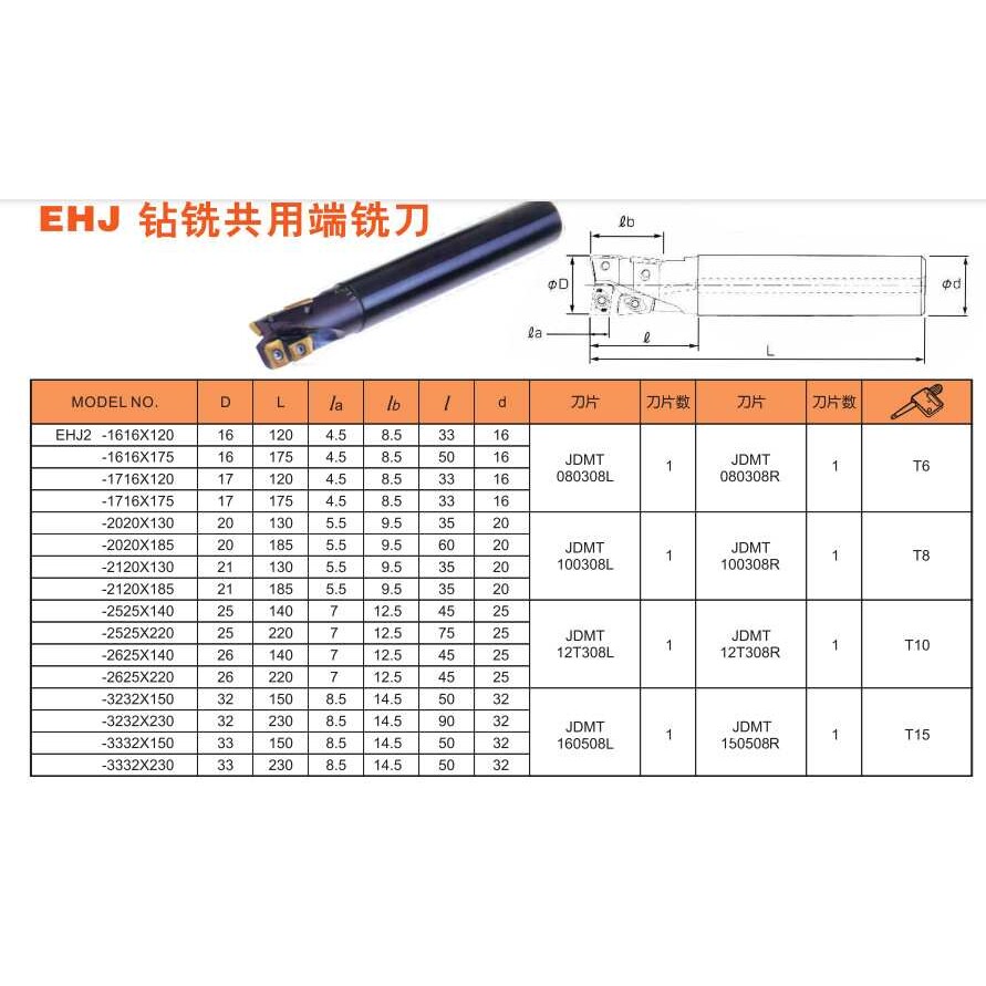 豪力辉EHJ钻铣共用端铣刀EHJ-2020*130,全系可订