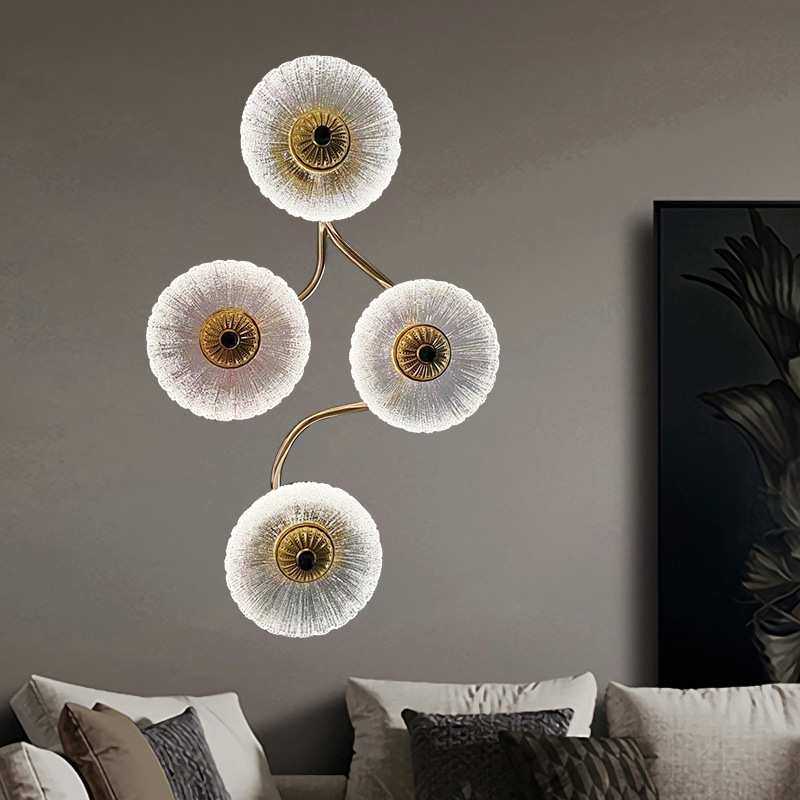极简后现代轻奢客厅卧室餐厅背景墙壁灯复古花朵玻璃床头灯简约灯