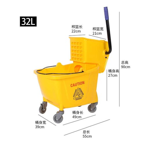 AF08080拖把桶加厚单桶榨水车酒店挤水桶洗墩布桶家用拖把压水车