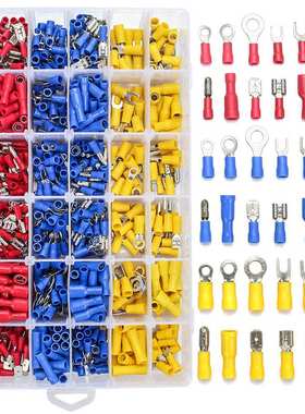 跨境货源840pcs冷压端子 预绝缘接线端子厂防水冷压端子组合盒装