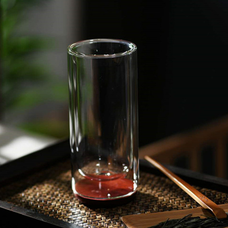 高端中式田园风耐热玻璃茶具双层绿茶杯办公杯个人杯赏茶