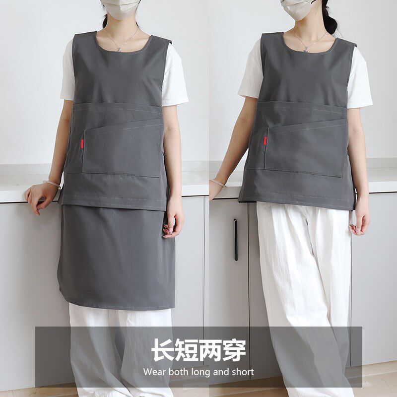 时尚防水工装围裙定制作o美o画画女g术生罩衣坎肩式烘焙餐厅工l服