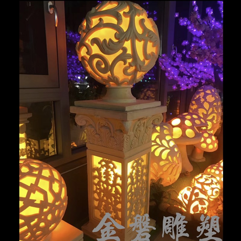 石材灯具透光灯岩园林砂球砂岩浮雕玻璃纤维庭院会件摆所工艺品定