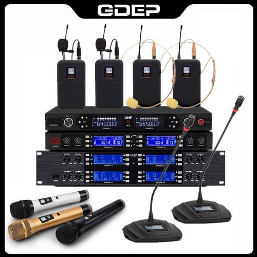 专业无线话筒一拖二 四 八演出手持领夹式头戴会议鹅颈调频麦克风