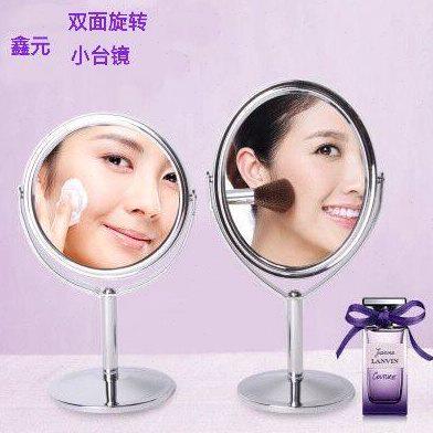 迷你双面桌面小台镜公主美容化妆随身镜子办公室宿舍寝室旋转台镜