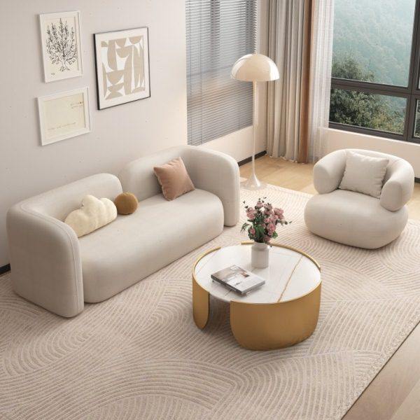 北欧奶油系沙发小户型客厅双人简约现代直排服装店网红款公寓民宿,住宅家具,布艺沙发,淘宝优惠券,粉丝福利购,淘宝优惠卷