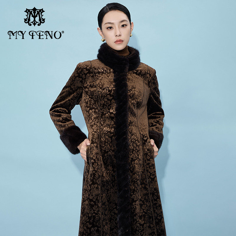 马天奴国风植绒环保仿皮草外套