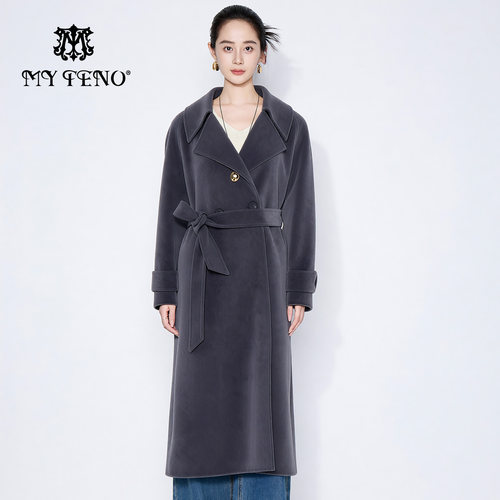 马天奴长款羊毛混羊绒呢大衣