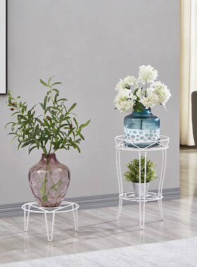 北欧风单层花架低款客厅结实置物架矮架子阳台花盆托盘架一层铁艺