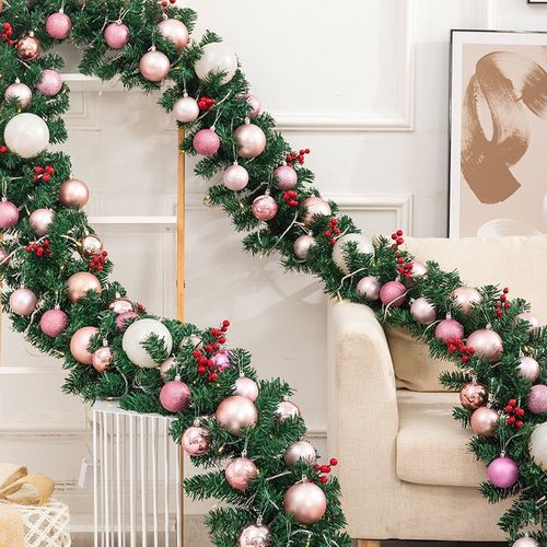 圣诞藤条2.7米加密植绒套餐橱窗酒店楼梯带灯装饰挂件场景布置