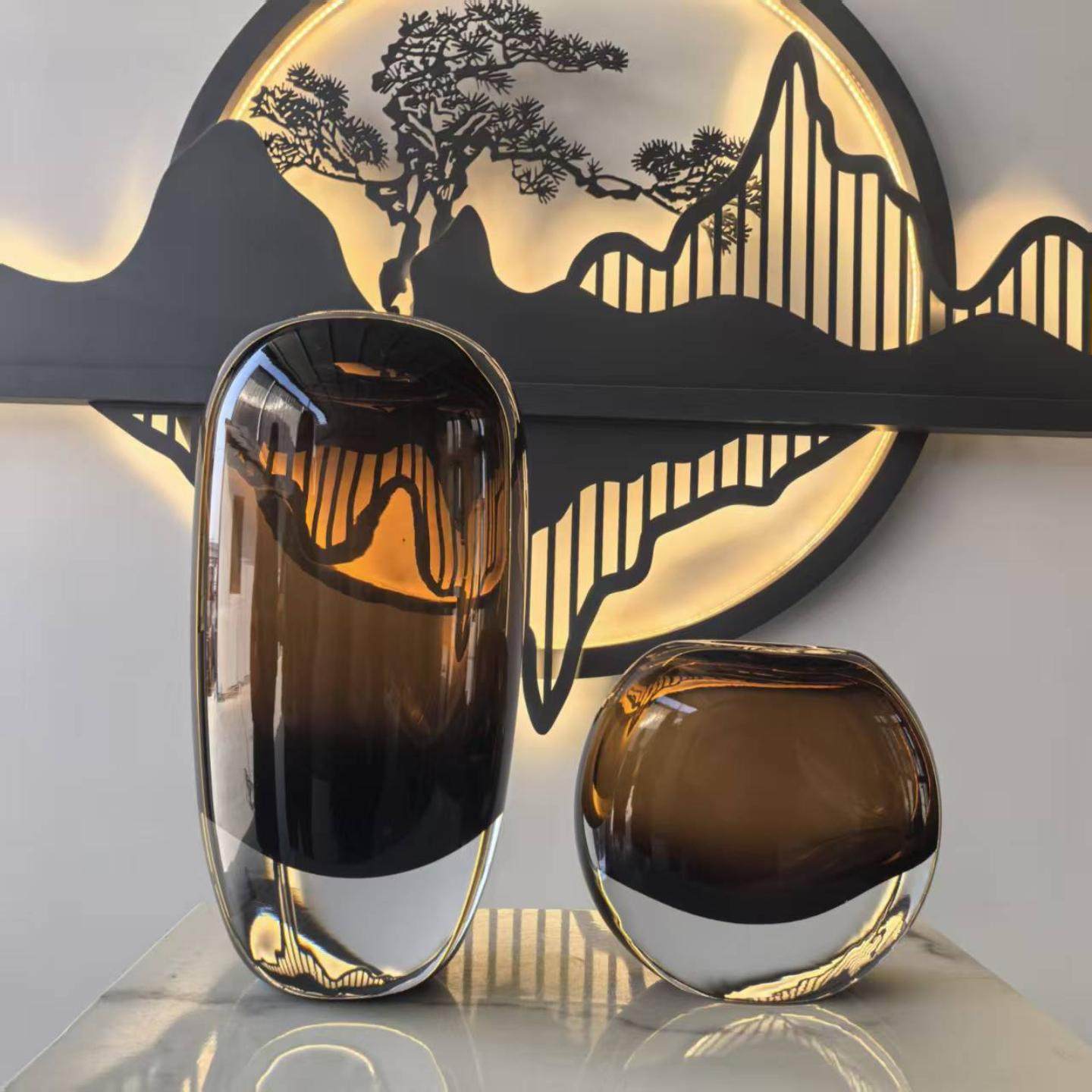 轻奢琉璃花瓶客厅插花玻璃花器会议桌玄关摆件高级感玻璃装饰,家居饰品,餐桌花艺,淘宝优惠券,粉丝福利购,淘宝优惠卷