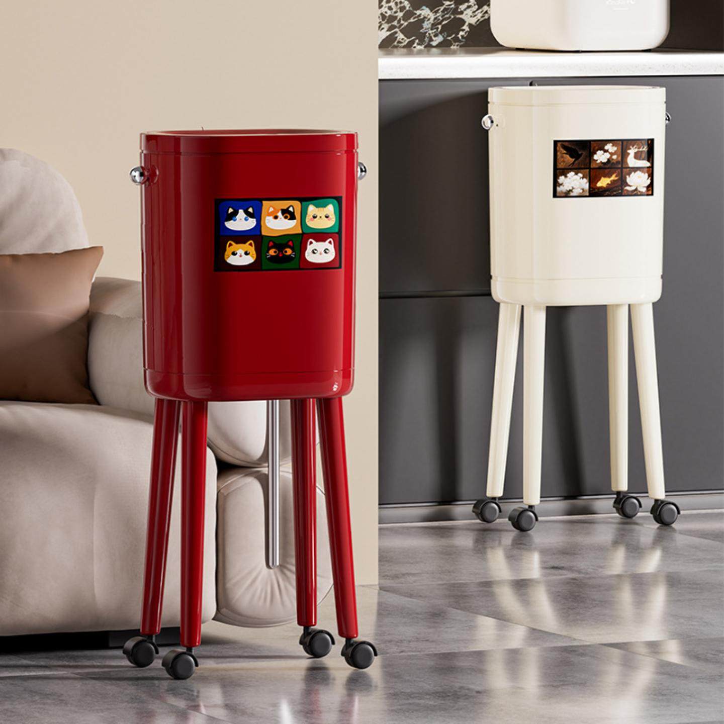 垃圾桶家用新款免弯腰高颜值高脚厨房按压式大容量带轮可移动,家庭/个人清洁工具,感应垃圾桶,淘宝优惠券,粉丝福利购,淘宝优惠卷