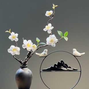 喜上眉梢陶瓷复古花瓶花艺客厅插花禅意玄关博古架装饰摆件新中式