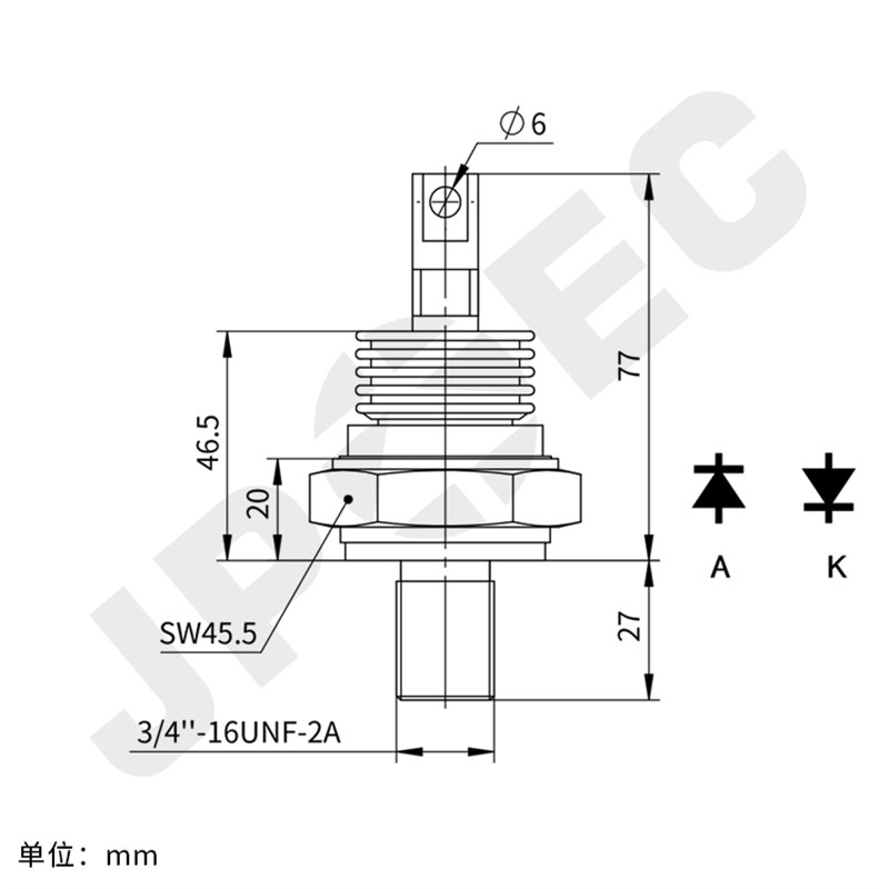快恢复二极管ZK二00-40 ZK200A0004V快速整流高压2极管上海奇亿