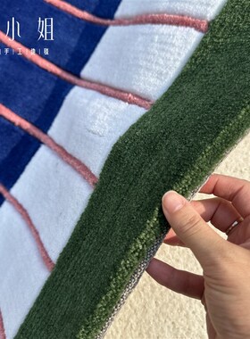 北欧复古蓝色岛屿客厅茶几地毯中古风格卧室床边民宿手工大地毯