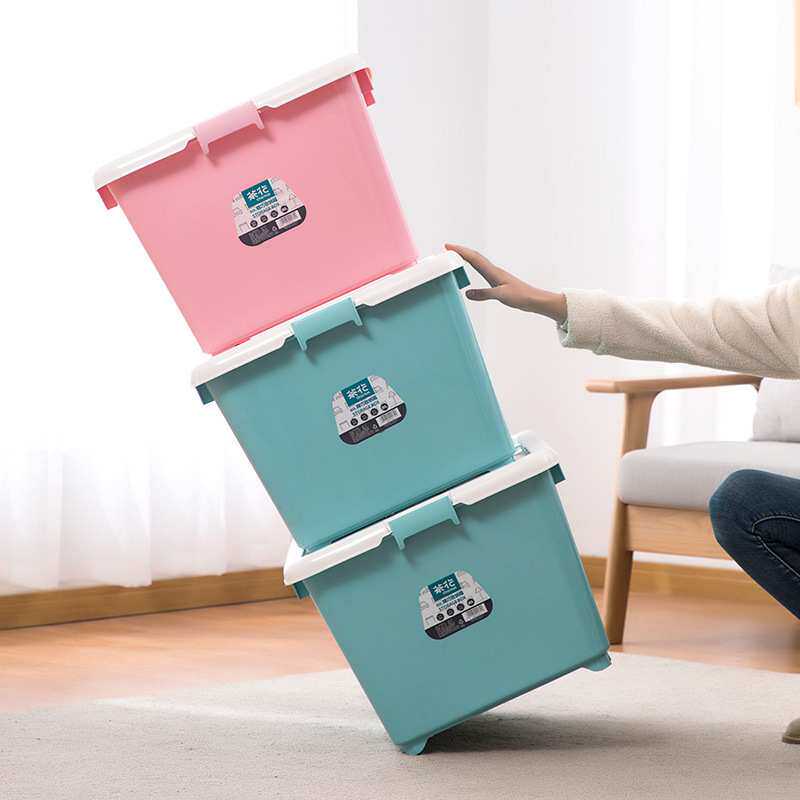 茶花2839-80L精巧收纳箱 包邮加厚带盖带轮整理收纳箱 塑料储物箱