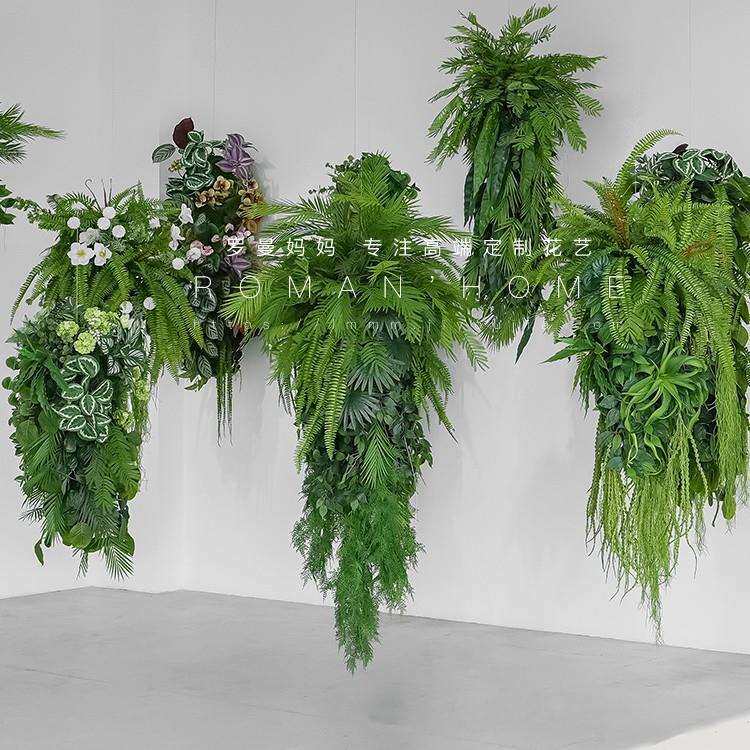 高端轻奢仿真空中吊饰绿植室内创意玄关酒店餐厅空间吊挂植物装饰