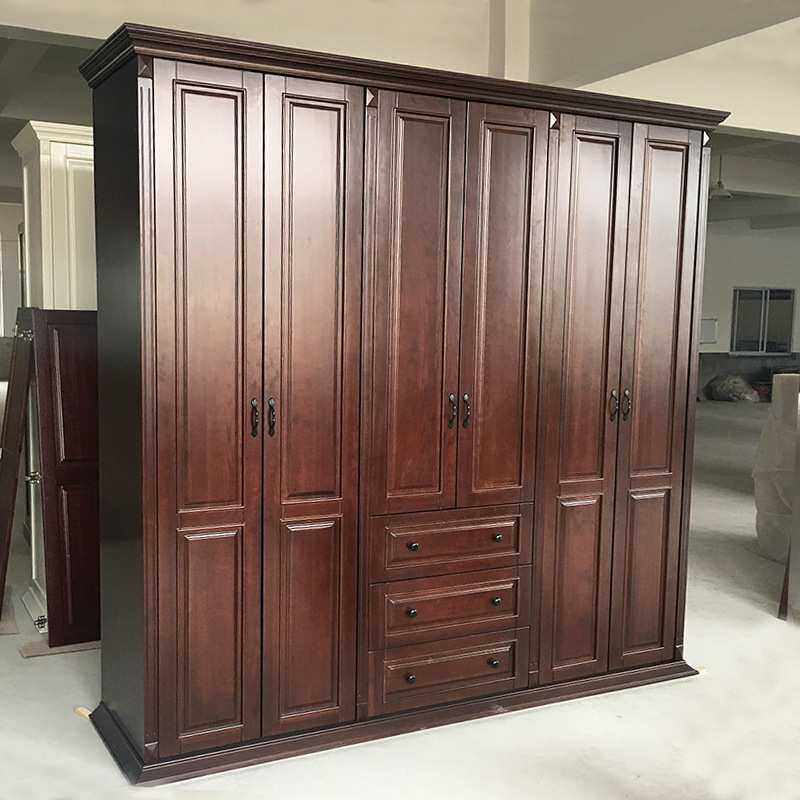 厂家直销美式别墅家具实木衣柜定制描金做旧原木柜门全屋家具定制