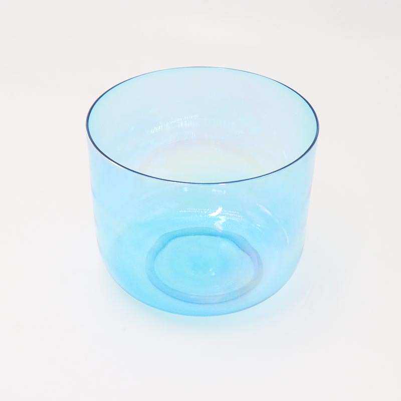 蓝色透明石英水晶唱歌碗用于声音冥想唱歌碗水晶钵音乐碗调音