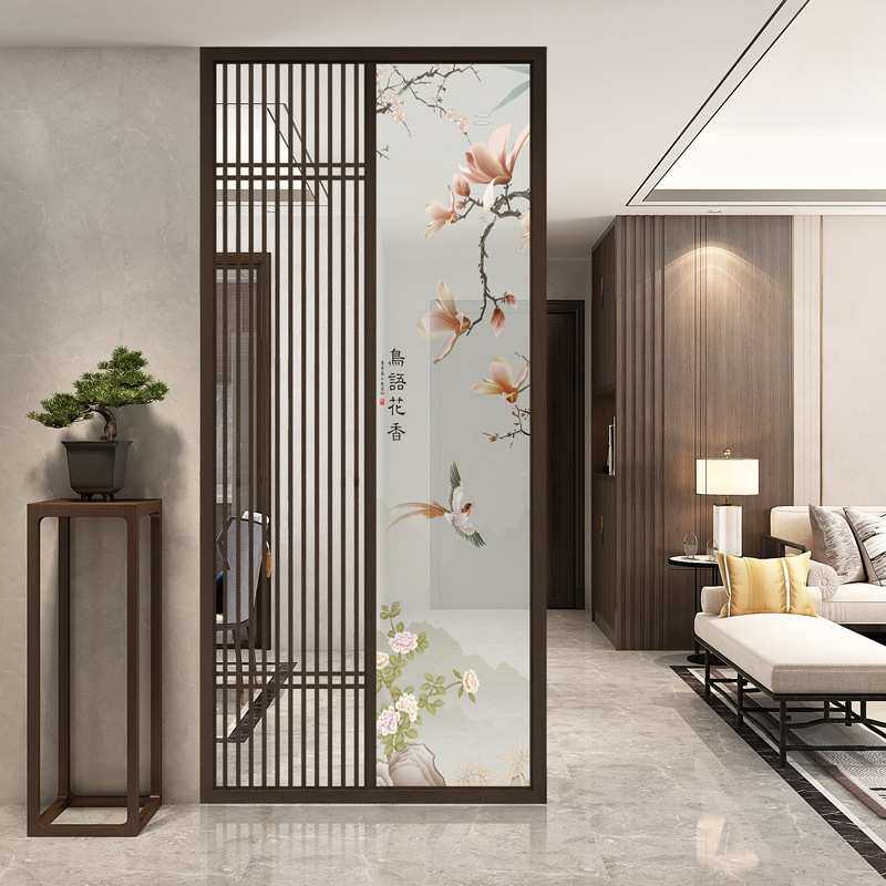 实木镂空花格隔断进门玄关家用屏风隔断一体双面鞋柜屏风