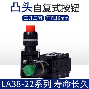 凸头自复式 103高头 按钮开关 2开2闭铜件 16MM LA38 银点