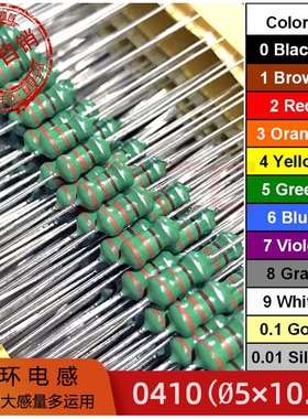 环保直插色环电感1/2W 0.5W 色码电感 0410-2200UH 2.2MH(222K)
