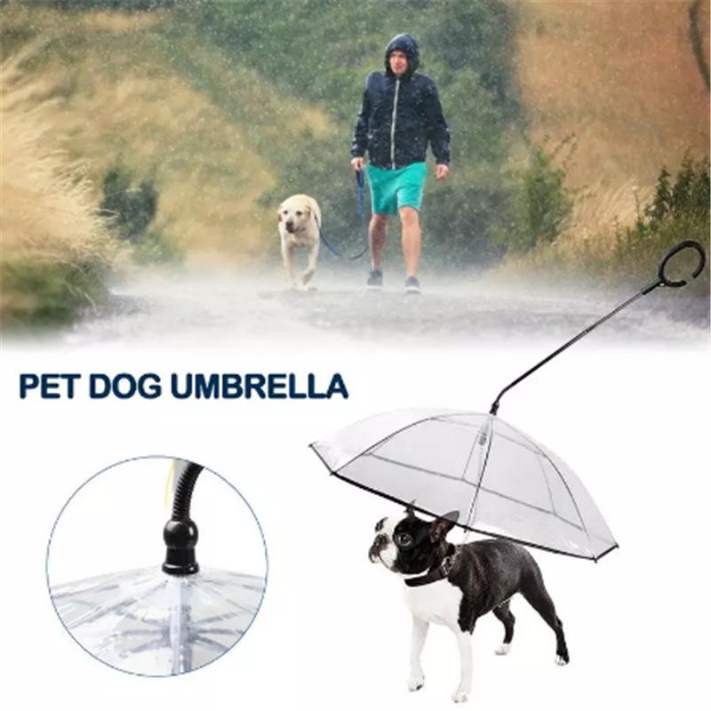 升级版透明宠物雨伞狗狗C型雨伞宠用品可调节雨天遛狗牵引绳