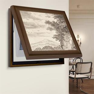 法式中古风电表箱装饰画复古客厅电源盒挂画横版配电箱平安果壁画