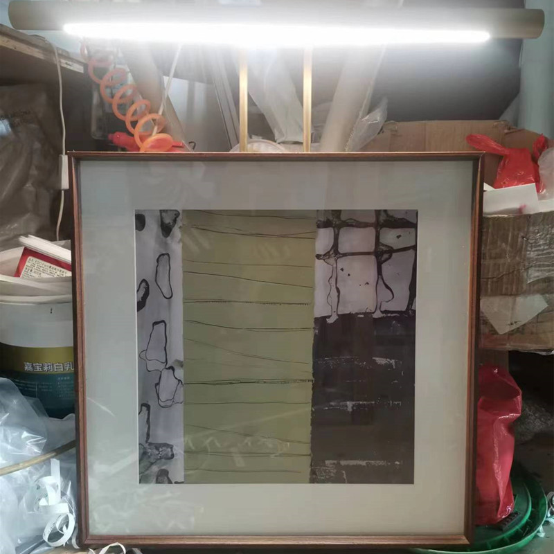 中古氛围灯光挂画轻奢客厅书房玄关装饰画不锈钢售楼处立体装置画