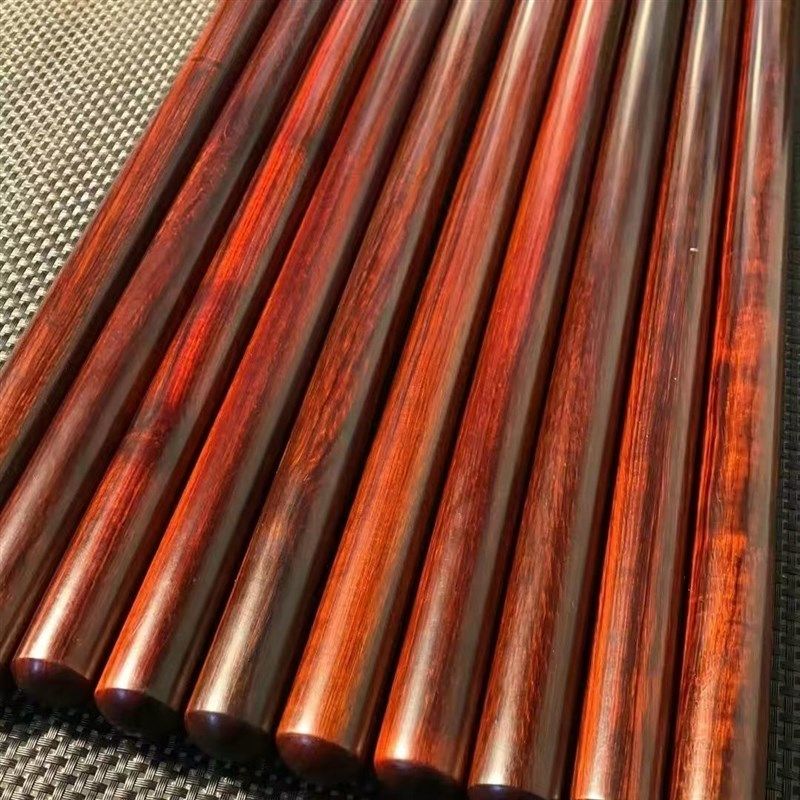 紫檀木料武术棍檀木圆棒木棍红木木棒太极杖健身棍圆棒高油高密