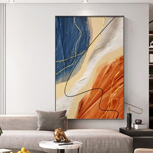 20抽4新款客厅象发背景墙橙色装饰画抽象挂画现代2沙肌理落地画