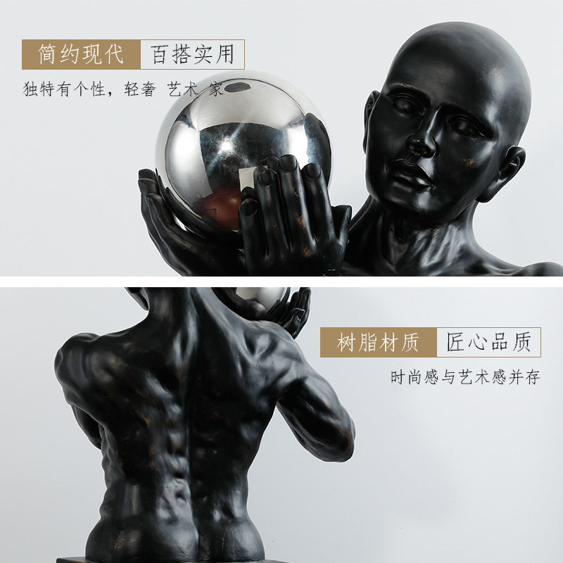 样品品展示中心大堂端景别投球人物雕塑摆件酒店台墅客厅过道软装