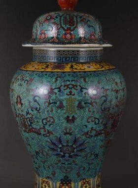 清乾隆珐琅彩缠枝福寿纹将军罐古董罐子盖罐做旧仿古瓷器老物收藏