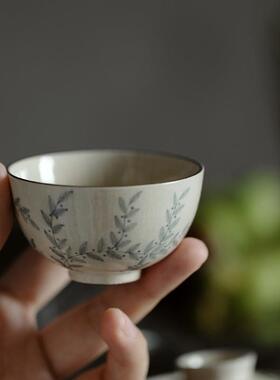 梵汝手绘釉下彩释寂主人盖碗茶杯陶瓷青花茶具喝茶品茗杯闻香茶杯