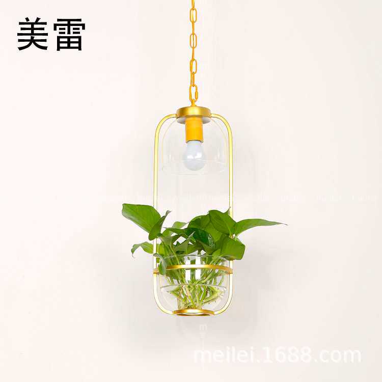 工业风餐厅灯北欧创意现代简约吧台家用餐桌个性三头绿植物小吊灯