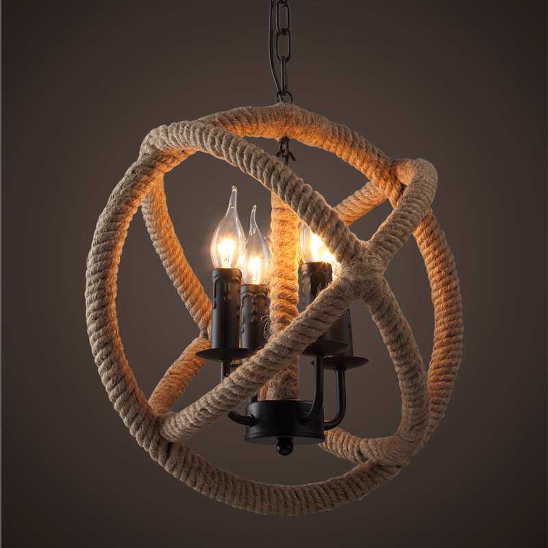 美式乡村复古工业风创意麻绳酒店餐厅餐桌咖啡厅酒吧艺术装饰吊灯