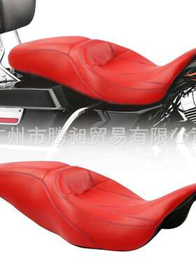 适用于哈雷路王滑翔CVO蓝色拼接线连体驾驶员乘客座椅2009-2020