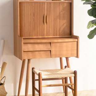 北欧简约日式樱桃木小户型化妆桌多功能梳妆台橡木全实木床头边柜