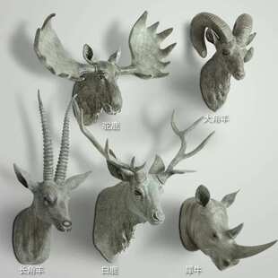 墙饰挂饰壁饰羊头摆件挂件鹿头鹿角壁挂复古欧式创意动物墙壁饰品