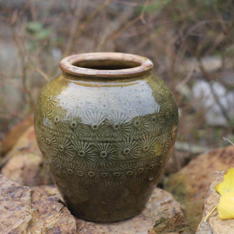 土陶坛子猪油坛插花花瓶土坛陶罐老味罐子复古老坛子水釭储物罐子