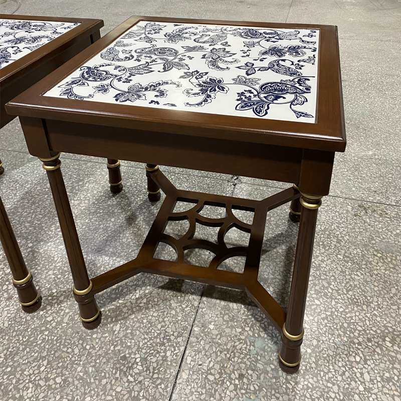 至高美高档青花瓷茶几桌英式茶台客厅家具实木边几方桌家用咖啡桌