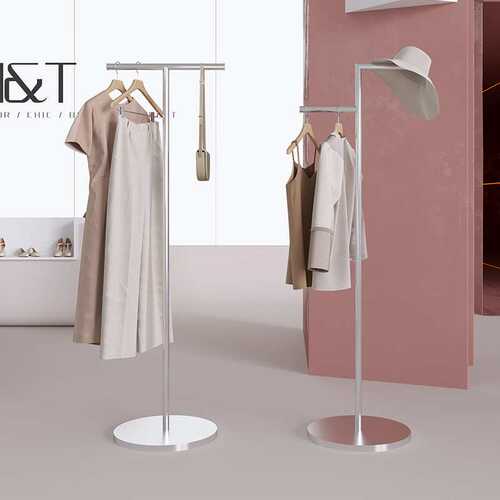 服装店展示架陈列架落地式不锈钢侧挂衣架中岛正挂橱窗女装店货架