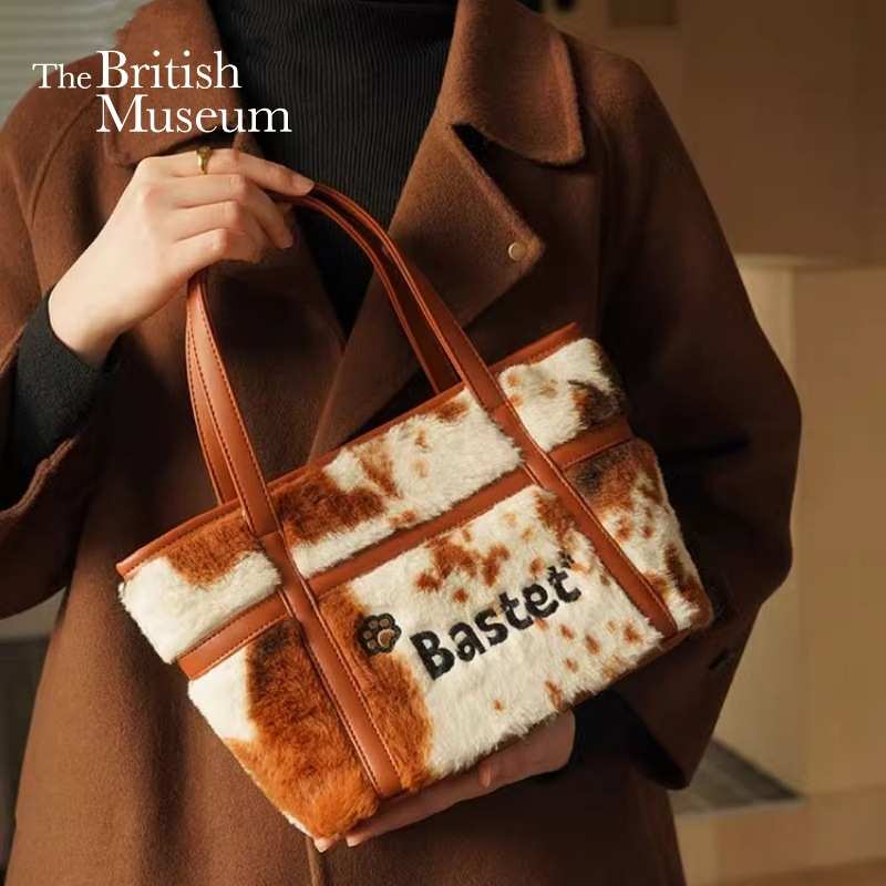 大英博物馆盖亚·安德森猫和她的朋友们系列 毛绒拼接时尚手拎包