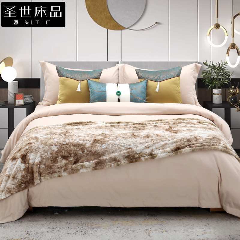展厅样板间家具配套床品 轻奢意式港式简约软装床品八件套图片