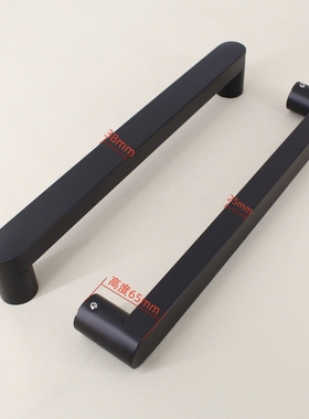 中国红玻璃门大门拉手不锈钢方简洁创意乳亚黑白色木门加厚大把手