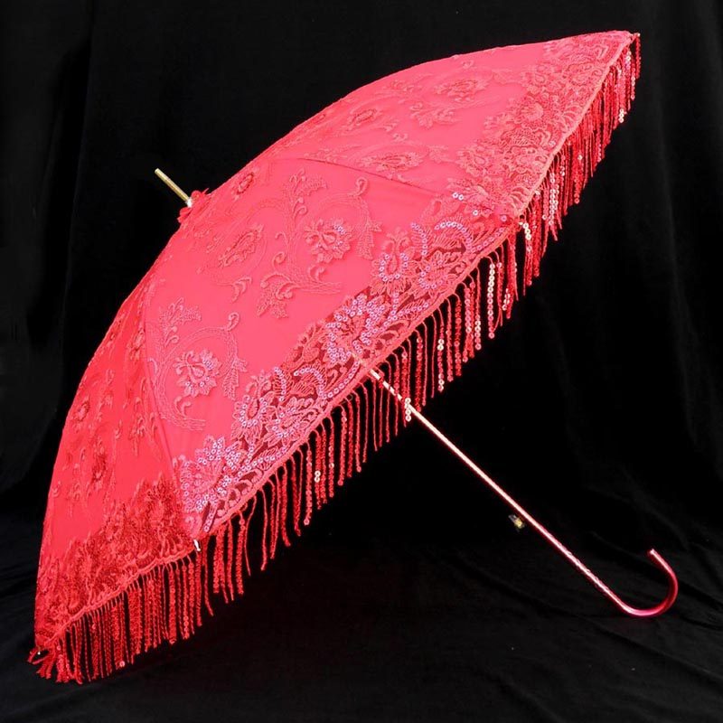 红伞结婚新娘伞婚庆用品公主伞喜庆遮阳伞刺绣流苏吊穗长柄伞婚伞,居家日用,伞,淘宝优惠券,粉丝福利购,淘宝优惠卷