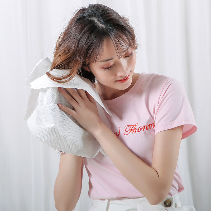 白色一次性毛巾美发店酒店专用美容院便携吸水加厚浴巾家用100片