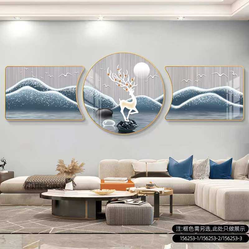 客厅装饰画新款高级壁画现代轻奢大气三联画寓意好沙发背景墙壁画,3C数码配件,摄像机配件,淘宝优惠券,粉丝福利购,淘宝优惠卷