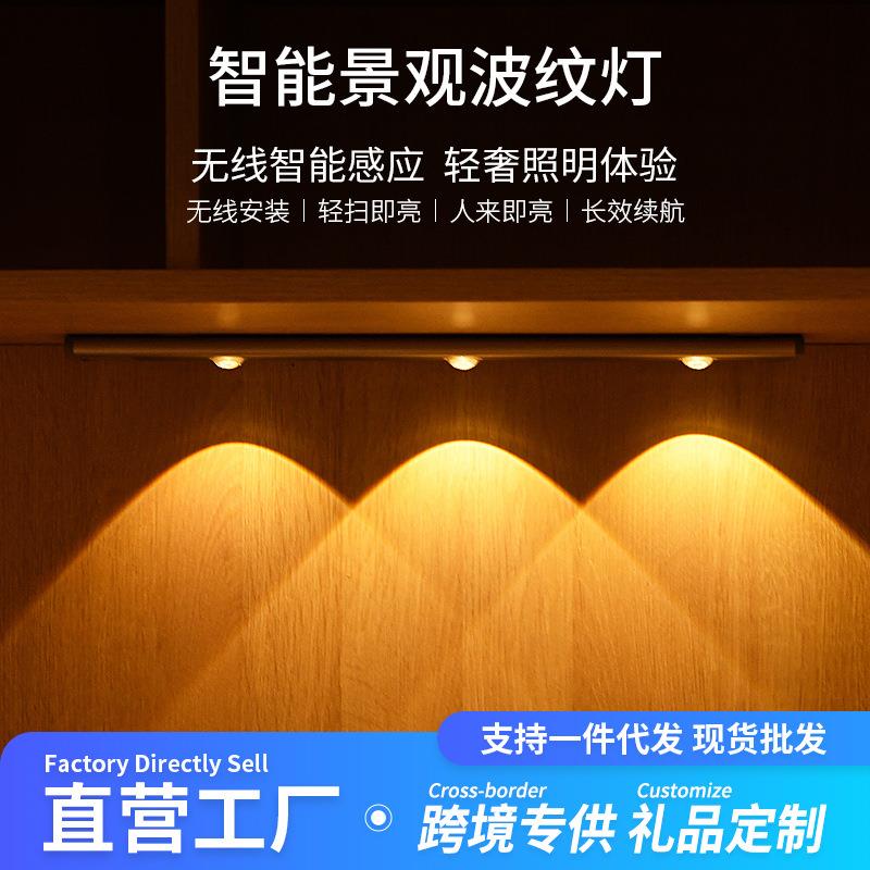 智能人体楼梯感应灯卧室床头充电夜灯磁吸无线自动手扫过道橱柜灯